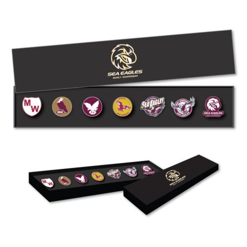 Manly Sea Eagles NRL Team Set Of 7 Pin Collection Set In Presentation Box