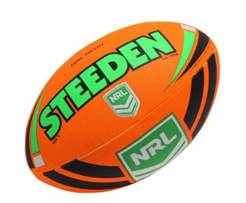 Orange And Green Neon Supporter NRL Rugby League Steeden Full Size 5 Large Football Ball Footy