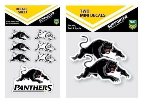 Set Of 2 Penrith Panthers NRL Logo Pack Of 7 Decal Stickers Sheet iTag & Pack Of 2 Mini Decals Stickers itag