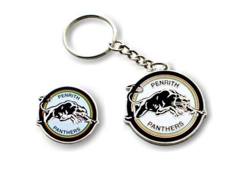 Set of 2 Penrith Panthers NRL Team Heritage Logo Collectable Lapel Hat Tie Pin Badge & Heritage Key Ring Keyring