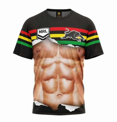 Penrith Panthers NRL Team Logo 'Ripped' Six Pack Muscles Tee Shirt T-Shirt