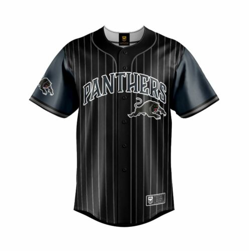 Penrith Panthers NRL Team Logo 'Slugger' Short Sleeve Button Up Baseball Shirt