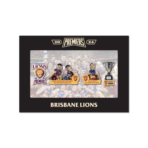 Brisbane Lions 2024 AFL Premiers Set Of 4 Logo Ron Barassi Medal Harris Andrews Lachie Neale Norm Smith Medal Will Ashcroft Trophy Pin Badges In Presentation Box
