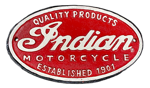 Indian Motorcycle Oval 26.5cm Cast Iron Plaque Decorative Sign