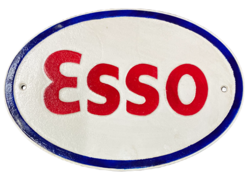Esso Logo White Oval 32.5cm Cast Iron Plaque Decorative Sign