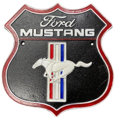 Ford Mustang Shield Logo 24cm Cast Iron Plaque Decorative Sign