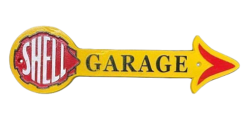 Shell Garage Arrow Yellow 43cm Cast Iron Plaque Decorative Sign