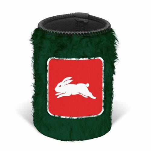 South Sydney Rabbitohs NRL Team Logo Fluffy Furry Can Cooler Drink Stubby Holder