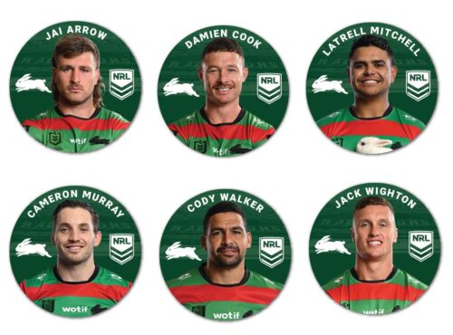 South Sydney Rabbitohs NRL Team Player Image Bar Pin Button Badges x6 Arrow Cook Mitchell Murray Walker Wighton