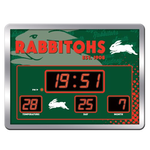 South Sydney Rabbitohs NRL Team LED Scoreboard Clock Digital Time Date Temperature