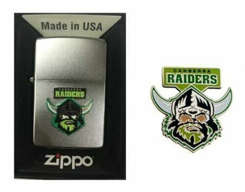 Set 2 Canberra Raiders NRL Team Logo Refillable Zippo + Team Logo Pin