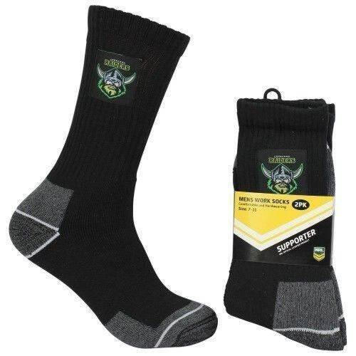Canberra Raiders NRL 2 Pack Mens Work Socks Tradesmens Tradie Hardwearing Size 7-11