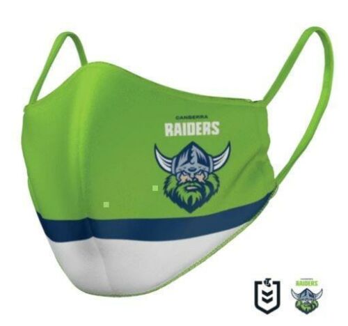 Canberra Raiders NRL Adults Size Triple Layer Reversible Face Mask With Nose Wire