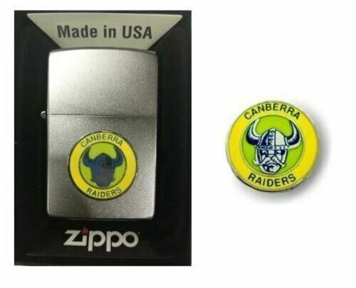 Set 2 Canberra Raiders NRL Heritage Logo Refillable Zippo + Heritage Logo Pin