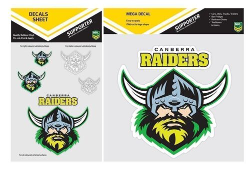 Set Of 2 Canberra Raiders NRL Logo Mega Spot Sticker & Pack Of 5 Decal Stickers Sheet iTag