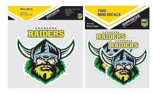 Set Of 2 Canberra Raiders NRL Logo Mega Spot Sticker & Pack Of 2 Mini Decals Stickers itag