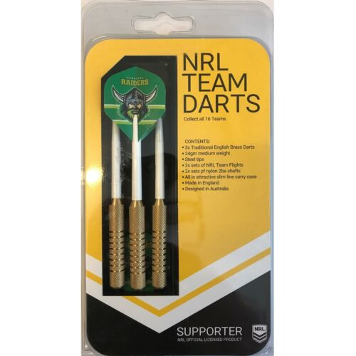 Canberra Raiders Set 3 NRL 23g Steel Tip Darts With 6 Flights Made In England