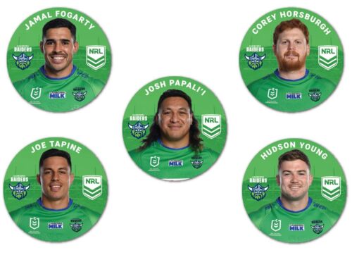 Canberra Raiders NRL Team Player Image Bar Pin Button Badges x5 Fogarty Horsburgh Papali'i Tapine Young