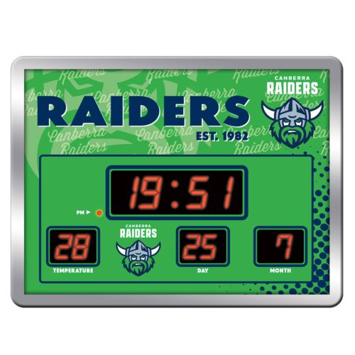 Canberra Raiders NRL Team LED Scoreboard Clock Digital Time Date Temperature
