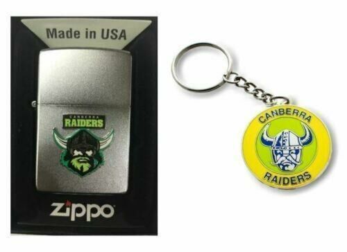 Set 2 Canberra Raiders NRL Team Logo Refillable Zippo + Heritage Logo Key Ring