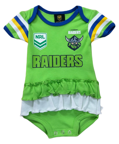 Canberra Raiders NRL Girls Footysuit Tutu Frill Skirt Baby Infant Onesie