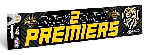Richmond Tigers AFL Team Back To Back Premiers 2019 & 2020 Bumper Sticker 