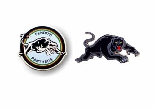 Set of 2 Penrith Panthers NRL Team Heritage Logo Collectable Lapel Hat Tie Pin Badge + Team Logo Pin Badge