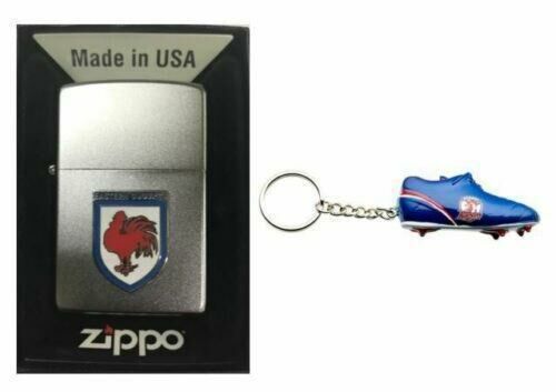 Set 2 Sydney Roosters NRL Heritage Logo Refillable Zippo + Resin Boot Key Ring