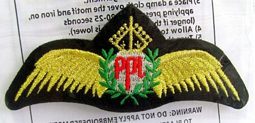 PPL Pilot Gold Wings Embroidered Cloth Patch Applique