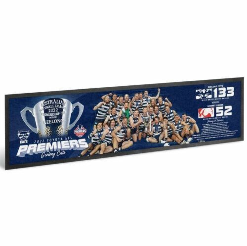 Geelong Cats 2022 AFL Premiers Team Image Rubber Back Bar Runner Mat
