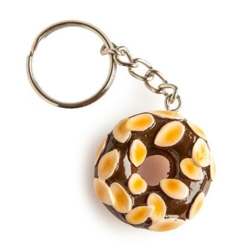 Chocolate And Almond Donut Doughnut Keyring Key Ring Chain