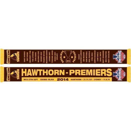Hawthorn Hawks AFL 2014 Premiers Team Image Logo Reversible Scarf