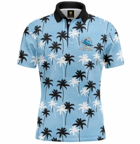 Cronulla Sharks NRL Team Logo "Par-Tee" Short Sleeve Performance Polo Golf Shirt