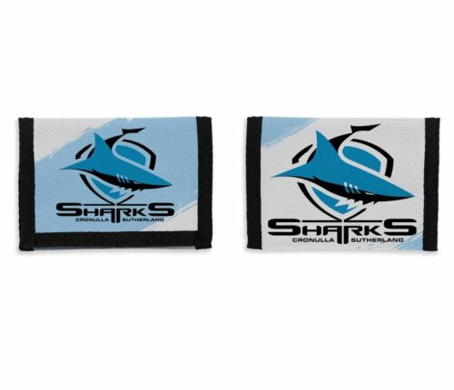 Cronulla Sharks NRL Team Logo Nylon & Velcro Sports Wallet 