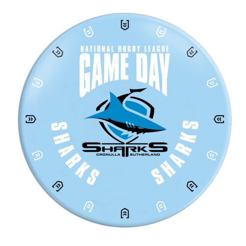 Cronulla Sharks NRL Team Logo Plastic Melamine Game Day 20cm Snack Plate 