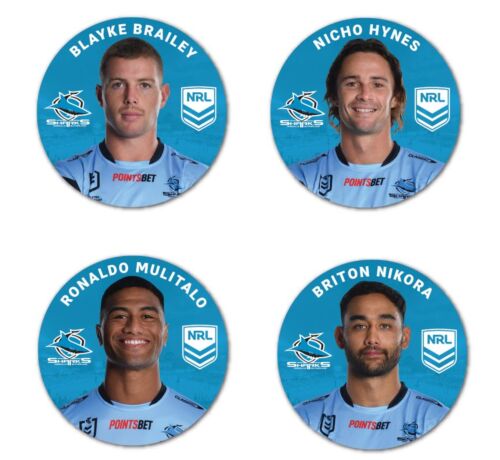 Cronulla Sharks NRL Team Player Image Bar Pin Button Badges x4 Brailey Hynes Mulitalo Nikora