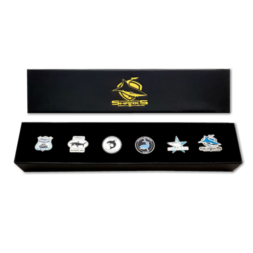 Cronulla Sharks NRL Team Set Of 6 Pin Collection Set In Presentation Box