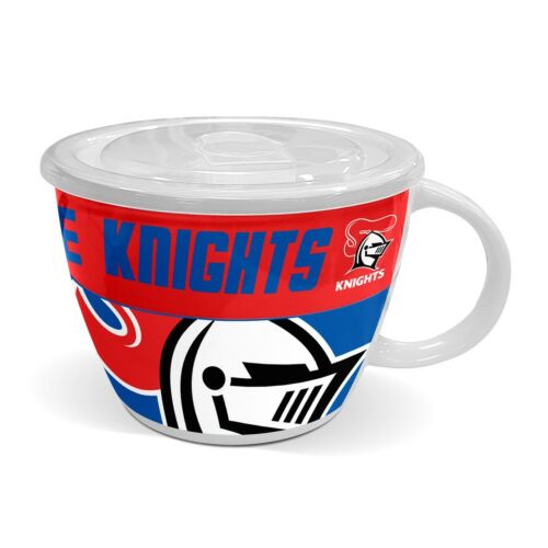 Newcastle Knights NRL Team Large Ceramic Soup Bowl Mug With Lid