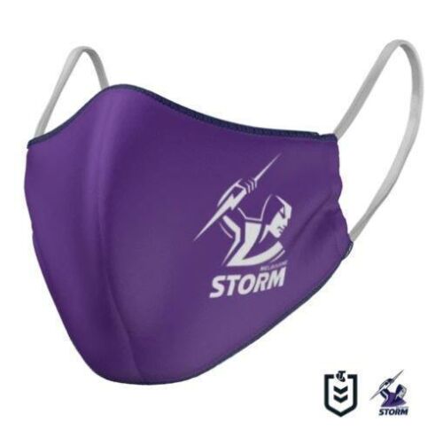 Melbourne Storm NRL Adults Size Triple Layer Reversible Face Mask With Nose Wire