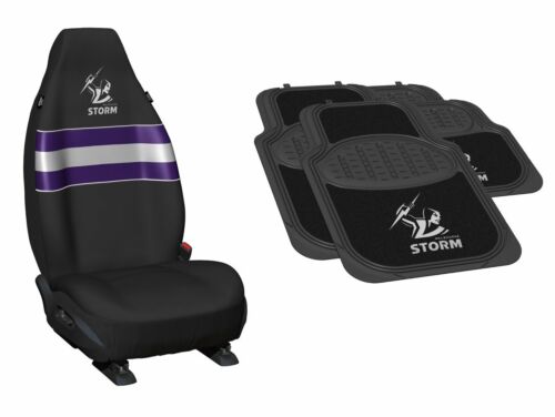 Set of 2 Melbourne Storm NRL Car Seat Covers & 4 Floor Mats