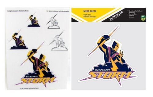 Set Of 2 Melbourne Storm NRL Logo Mega Spot Sticker & Pack Of 5 Decal Stickers Sheet iTag