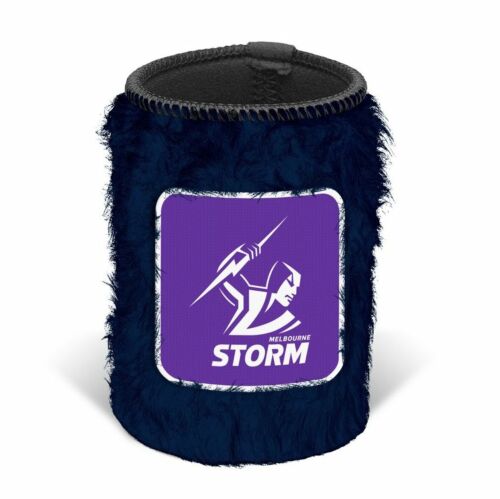 Melbourne Storm NRL Team Logo Fluffy Furry Can Cooler Drink Stubby Holder
