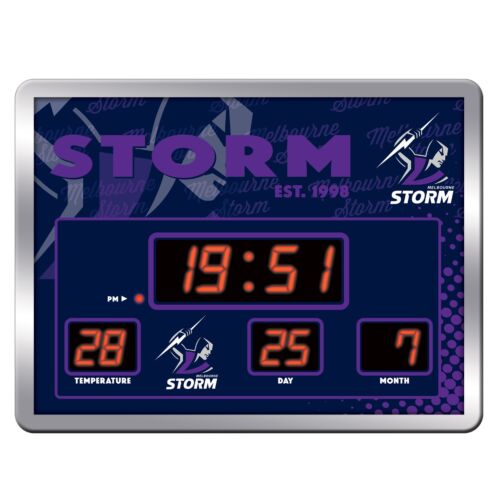 Melbourne Storm NRL Team LED Scoreboard Clock Digital Time Date Temperature