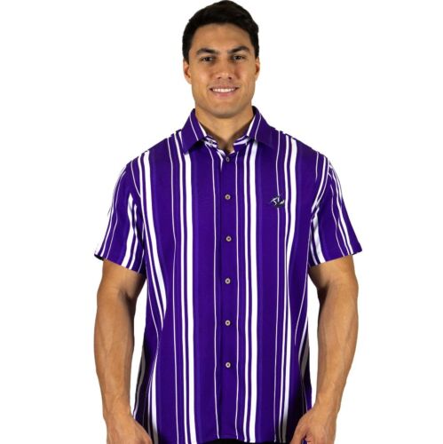 Melbourne Storm NRL Team Logo Short Sleeve Button Up 'Sorrento' Party Shirt With Collar