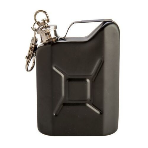 Matte Black Mini Jerry Can Flask Keyring In Gift Box