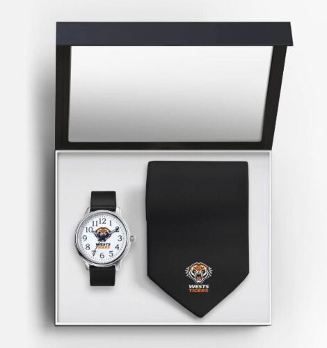 Wests Tigers NRL Team Logo Watch & Tie Gift Pack
