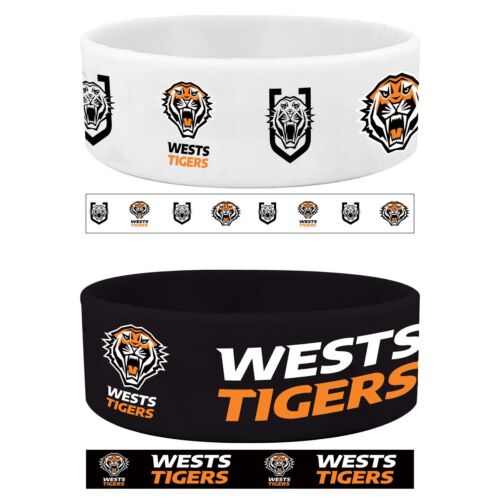 Wests Tigers NRL Team Logo Pack Of 2 Silicone Supporter Wrist Bands 