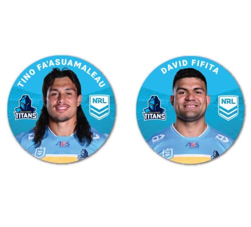 Gold Coast Titans NRL Team Player Image Bar Pin Button Badges x2 Tino Fa'Asuamaleau David Fifita