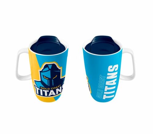 Gold Coast Titans NRL Team Logo 500mL Ceramic Travel Mug With Handle