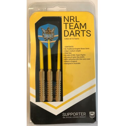 Gold Coast Titans Set 3 NRL 23g Steel Tip Darts With 6 Flights Made In England
